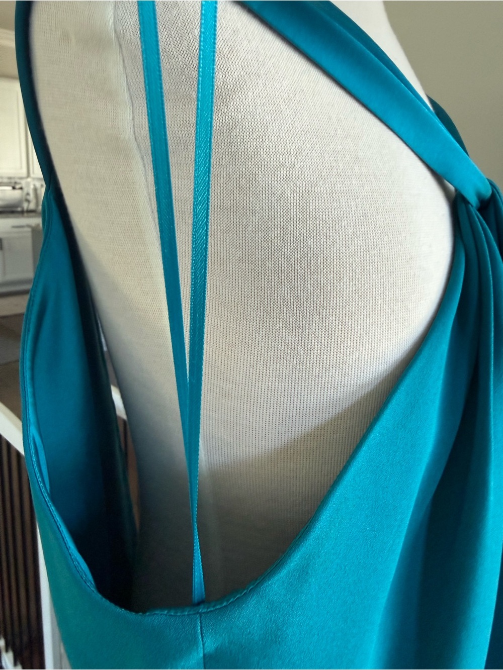 Elie Tahari Teal Twist-Halter Sheath Dress - Picture 6 of 9